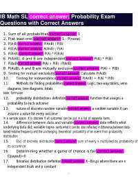 IB Math SL Probability Exam Questions with Correct Answers