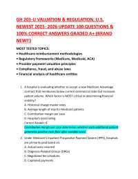 GH 201-U VALUATION & REGULATION, U.S. NEWEST 2025- 2026 UPDATE 100 QUESTIONS & 100% CORRE