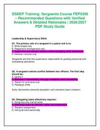 SSDEP Training: Sergeants Course FEP5300 – Recommended Questions with Verified Answers &