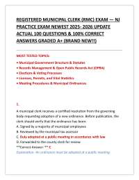 REGISTERED MUNICIPAL CLERK (RMC) EXAM — NJ PRACTICE EXAM NEWEST 2025- 2026 UPDATE ACTUAL