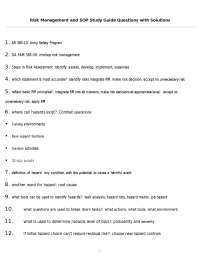 Risk Management and SOP Study Guide Questions with Solutions
