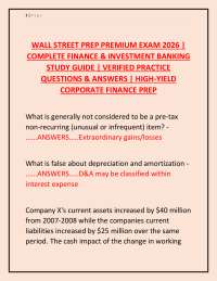 Wall Street Prep Premium Exam 2026 | Complete Finance & Investment Banking Study Guide | V