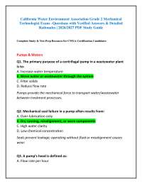 California Water Environment Association Grade 2 Mechanical Technologist Exam –Questions