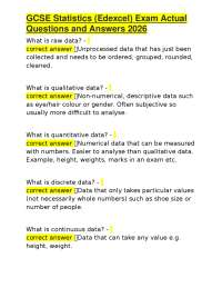 GCSE Statistics (Edexcel) Exam Actual Questions and Answers 2026