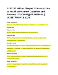 NUR 210 Wilson Chapter 1: introduction to health assessment Questions and Answers 100% P