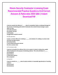 Illinois Security Contractor Licensing Exam Recommended Practice Questions And Correct A