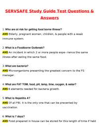 ServSafe Study Guide Exam 2026 Questions and Verified Answers 100% Correct Updated 2026