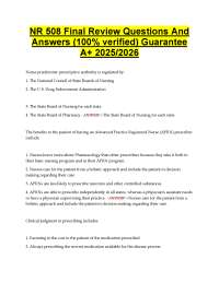 NR 508 Final Exam Review: Advanced Pharmacology Questions & Answers