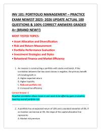 INV 101: PORTFOLIO MANAGEMENT – PRACTICE EXAM NEWEST 2025- 2026 UPDATE ACTUAL 100 QUESTI