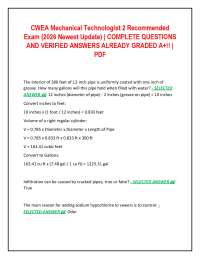 CWEA Mechanical Technologist 2 Recommended Exam (2026 Newest Update) | COMPLETE QUESTIONS