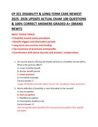 CP 321 DISABILITY & LONG-TERM CARE NEWEST 2025- 2026 UPDATE ACTUAL EXAM 100 QUESTIONS &