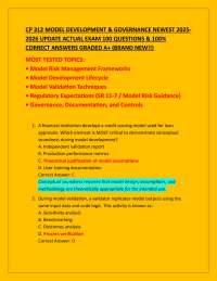 CP 312 MODEL DEVELOPMENT & GOVERNANCE NEWEST 2025- 2026 UPDATE ACTUAL EXAM 100 QUESTIONS &