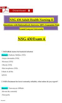 NSG 430 Exam 4 Review: Medical-Surgical Nursing Questions & Answers