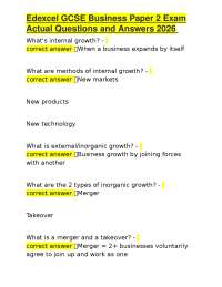 Edexcel GCSE Business Paper 2 Exam Actual Questions and Answers 2026
