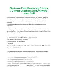 Electronic Fetal Monitoring Practice // Correct Questions And Answers | Latest 2026