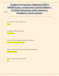 Virginia Permanent Makeup (PMU) DPOR Exam | 2026/2027 Latest Edition | Verified Q&A