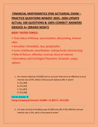 FINANCIAL MATHEMATICS (FM) ACTUARIAL EXAM – PRACTICE QUESTIONS NEWEST 2025- 2026 UPDATE A