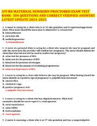 ATI RN MATERNAL NEWBORN PROCTORED EXAM TEST BANK- 304 QUESTIONS AND CORRECT VERIFIED ANSWE