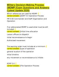 Military Decision-Making Process (MDMP) Exam Questions and Answers (Latest Update 2026)