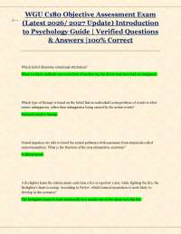 WGU C180 Objective Assessment Exam (Latest 2026/ 2027 Update) Introduction to Psychology