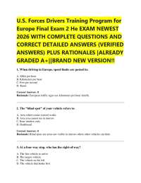 U.S. Forces Drivers Training Program for Europe Final Exam 2 He EXAM NEWEST 2026 WITH CO