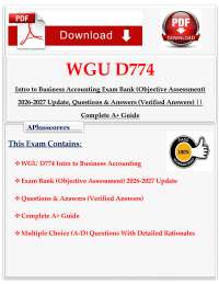 WGU D774 Intro to Business Accounting Exam Bank (Objective Assessment) 2026-2027 Update