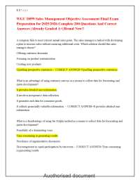 WGU D099 Sales Management Objective Assessment Final Exam