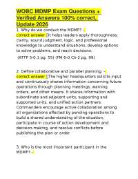 WOBC MDMP Exam Questions + Verified Answers 100% correct, Update 2026