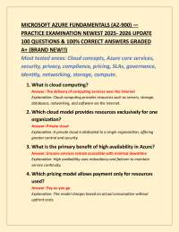 MICROSOFT AZURE FUNDAMENTALS (AZ-900) — PRACTICE EXAMINATION NEWEST 2025- 2026 UPDATE 100
