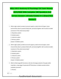 WGU D313 Anatomy and Physiology OA Exam Questions and Answers