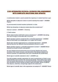 C165 INTEGRATED PHYSICAL SCIENCES PRE-ASSESSMENT WITH COMPLETE SOLUTIONS 2026 UPDATE!!