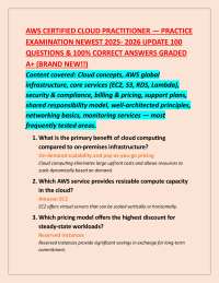 AWS CERTIFIED CLOUD PRACTITIONER — PRACTICE EXAMINATION NEWEST 2025- 2026 UPDATE 100 QUE