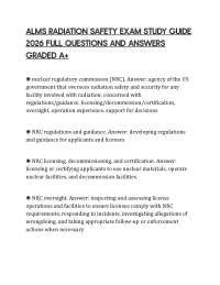 ALMS RADIATION SAFETY EXAM STUDY GUIDE 2026 FULL QUESTIONS AND ANSWERS GRADED A+