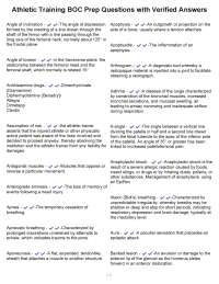 Athletic Training BOC Prep Questions with Verified Answers