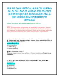 NUR 242 EXAM 3 MEDICAL-SURGICAL NURSING GALEN COLLEGE OF NURSING 2026 PRACTICE QUESTIONS