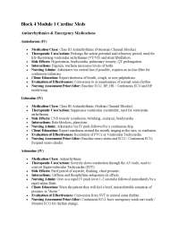Nursing Block 4 Cardiac Pharmacology