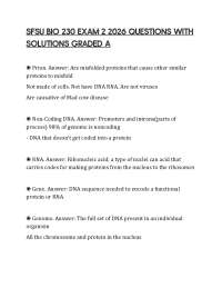 SFSU BIO 230 EXAM 2 2026 QUESTIONS WITH SOLUTIONS GRADED A