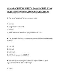 ALMS RADIATION SAFETY EXAM SCRIPT 2026 QUESTIONS WITH SOLUTIONS GRADED A+