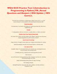 WGU D335 Practice Test 2 (Introduction to Programming in Python) PA | Actual Questions and
