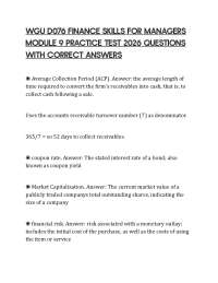 WGU D076 FINANCE SKILLS FOR MANAGERS MODULE 9 PRACTICE TEST 2026 QUESTIONS WITH CORRECT AN
