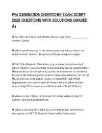 PJM GENERATION DISPATCHER EXAM SCRIPT 2026 QUESTIONS WITH SOLUTIONS GRADED A+