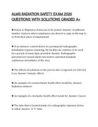 ALMS RADIATION SAFETY EXAM 2026 QUESTIONS WITH SOLUTIONS GRADED A+