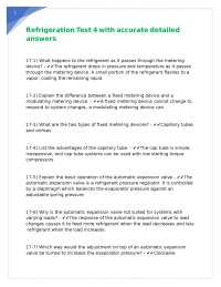 Refrigeration Test 4 with accurate detailed answers
