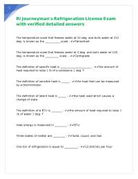 RI Journeyman's Refrigeration License Exam with verified detailed answers