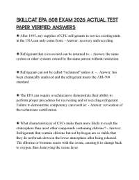 SKILLCAT EPA 608 EXAM 2026 ACTUAL TEST PAPER VERIFIED ANSWERS