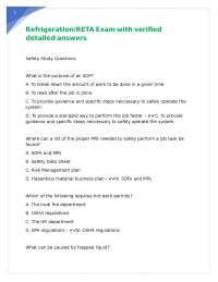 Refrigeration RETA Exam with verified detailed answers