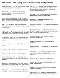 APES Unit 1 The Living World Ecosystems Study Review.