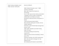 Water Treatment Operator Level 1 Water Operator Certification ACTUAL EXAM ALL QUESTIONS AN