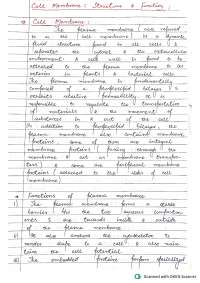 Cell Biology Study Notes: Structure and Function of Cell Membrane
