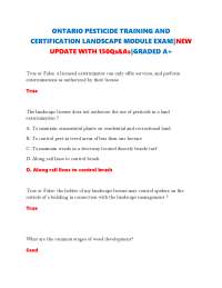 ONTARIO PESTICIDE TRAINING AND CERTIFICATION LANDSCAPE MODULE EXAM|NEW UPDATE WITH 150Qs&A